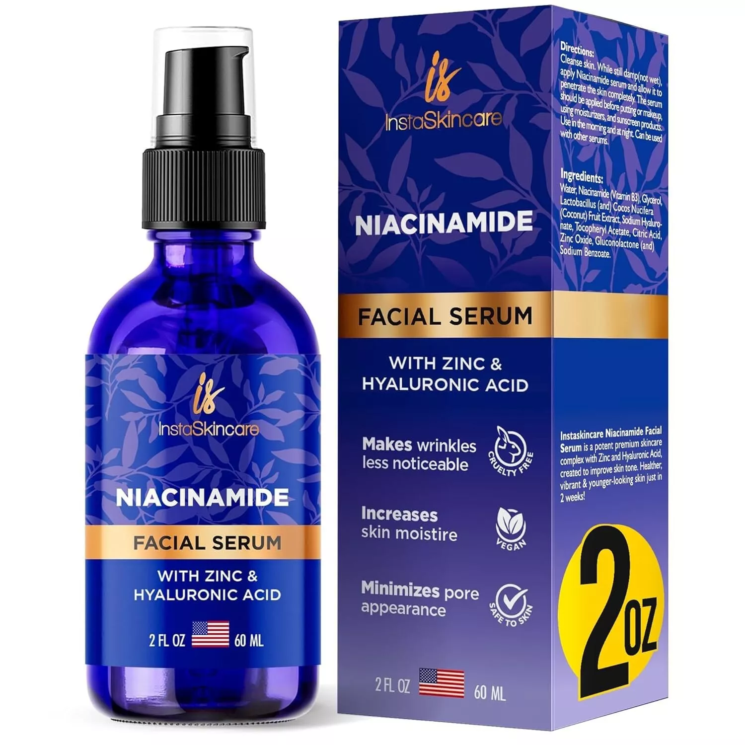 Niacinamide Serum for Face 10 With Zinc 1 Vitamin B3 Instaskincare 2oz