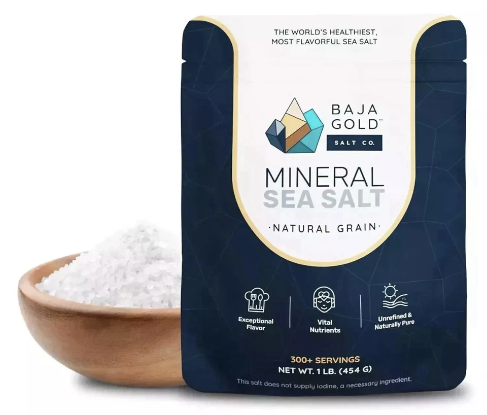 Baja Gold Mineral Sea Salt Natural Grain Crystals 1 Lb. Bag FREE SHIPPING